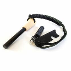 8 - in - 1 Survival Fire Starter With Wooden Handle and Paracord Lanyard