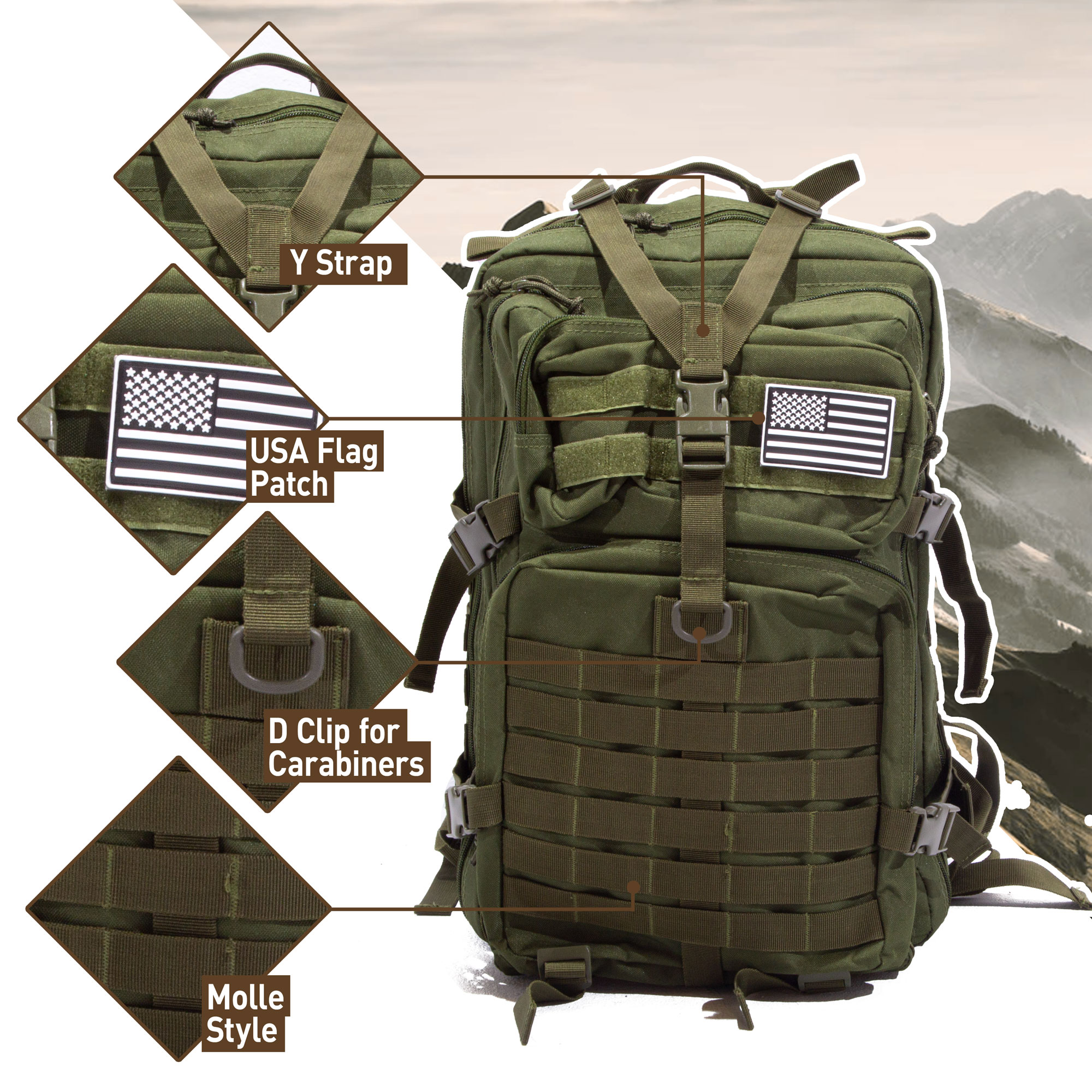 50L Large Capacity Tactical Backpack Military Army Molle Bag