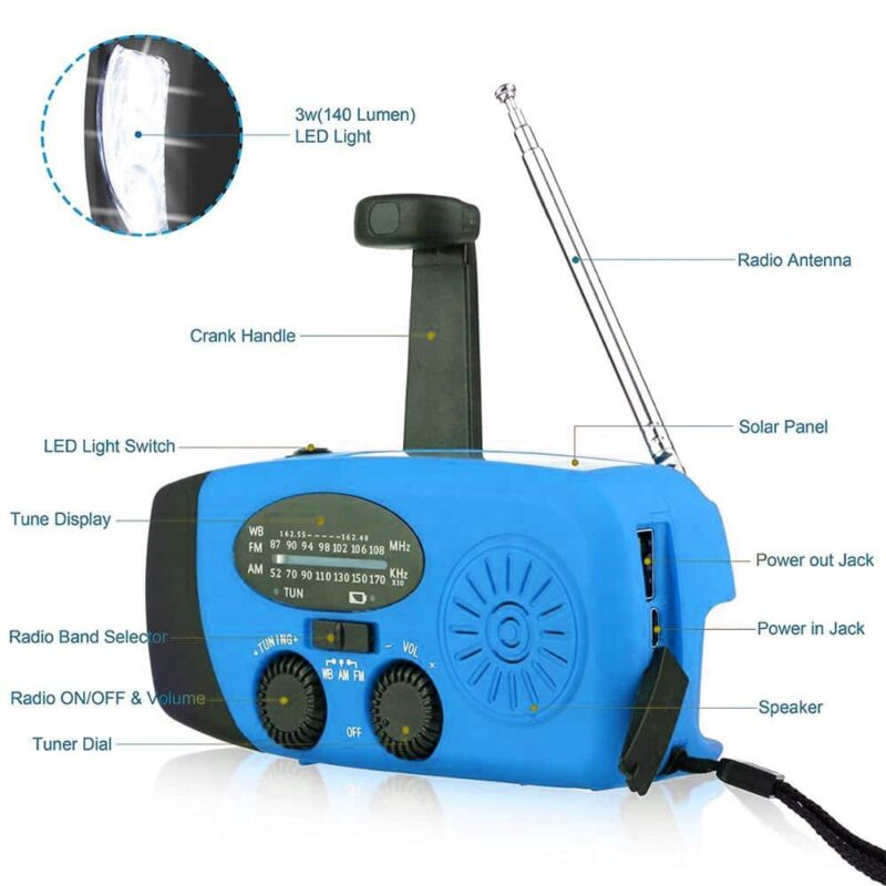 Portable Emergency Radio Hand Crank, Self Powered, AM/FM/NOAA Weather