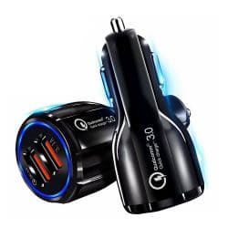 Fast USB Car Charger Adapter with 2 Ports, Black