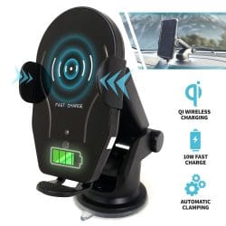 Qi Wireless Car Charger, Auto-Clamp 10W Qi Fast Charging Car Mount