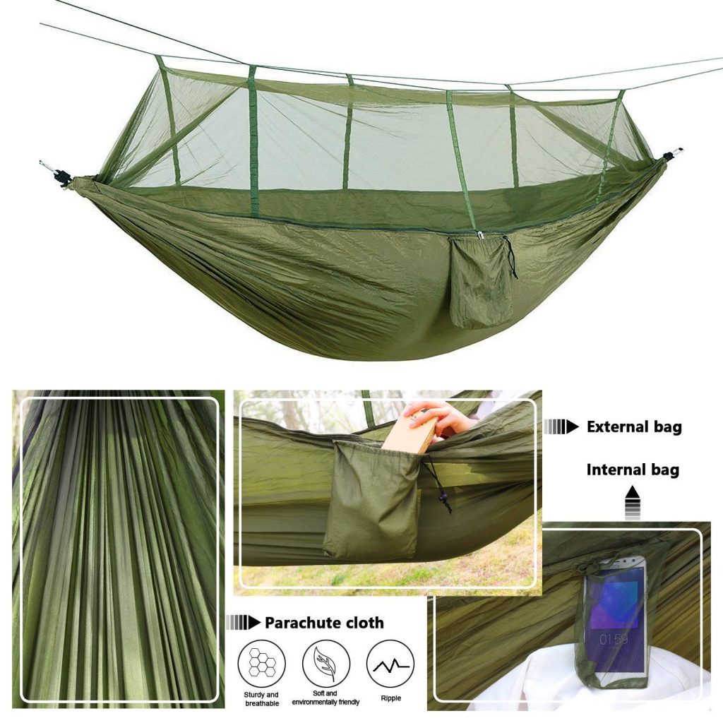 Camping Hammock With Mosquito Net Straps And Hardware Sirius Survival