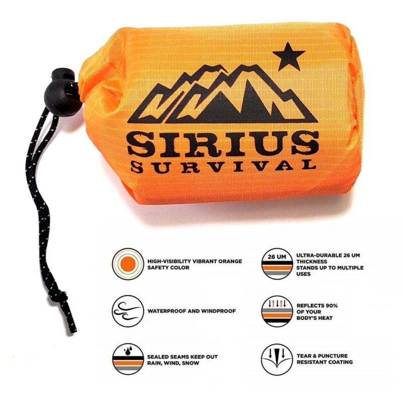Bivvy Emergency Sleeping Bag Lightweight & Compact Sirius Survival