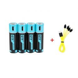 USB Rechargeable Batteries 1.5v AA 1500mAh with Cables - 4 Pack
