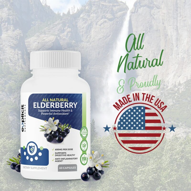 Natural Elderberry Supplement 600mg 60 Capsules Sirius Survival