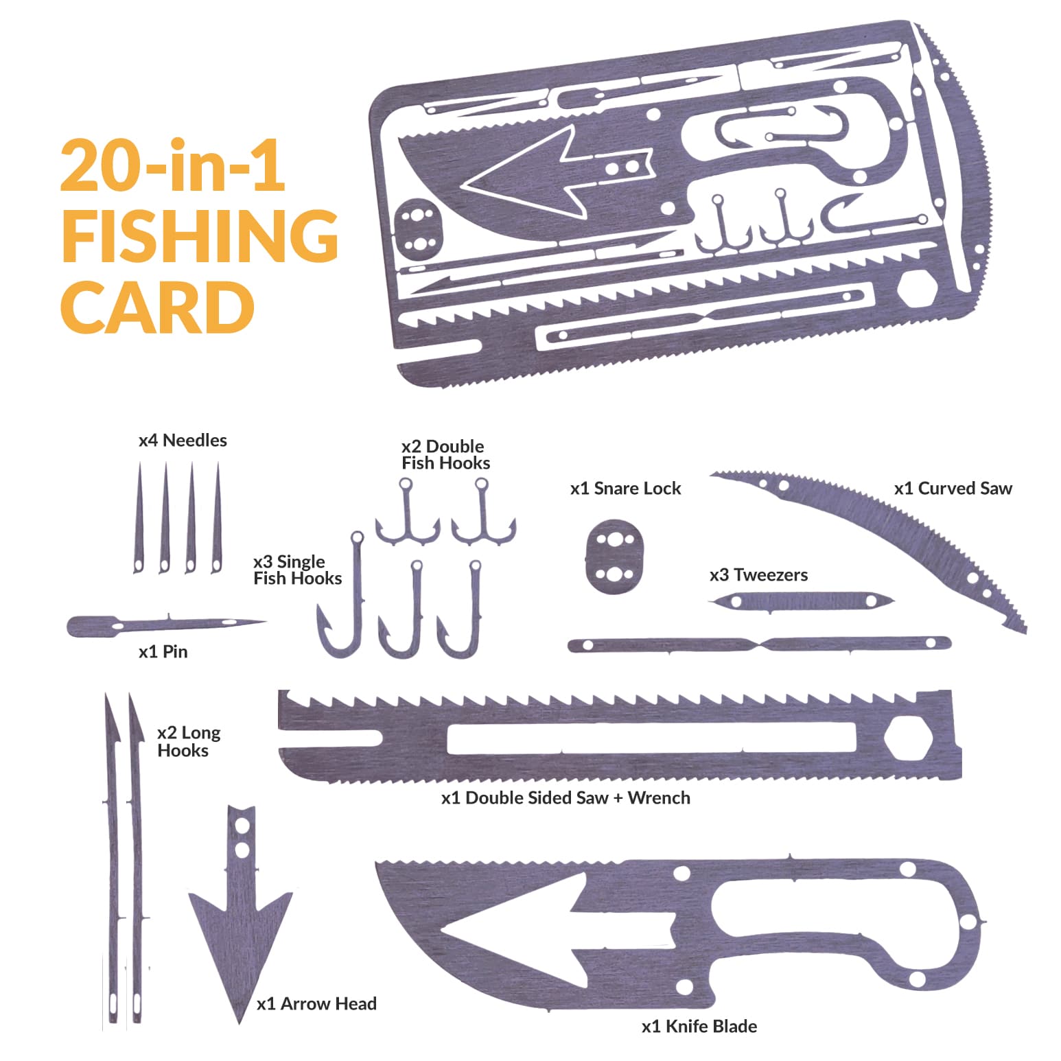 20-in-1 Fishing Multitool Survival Card - Sirius Survival