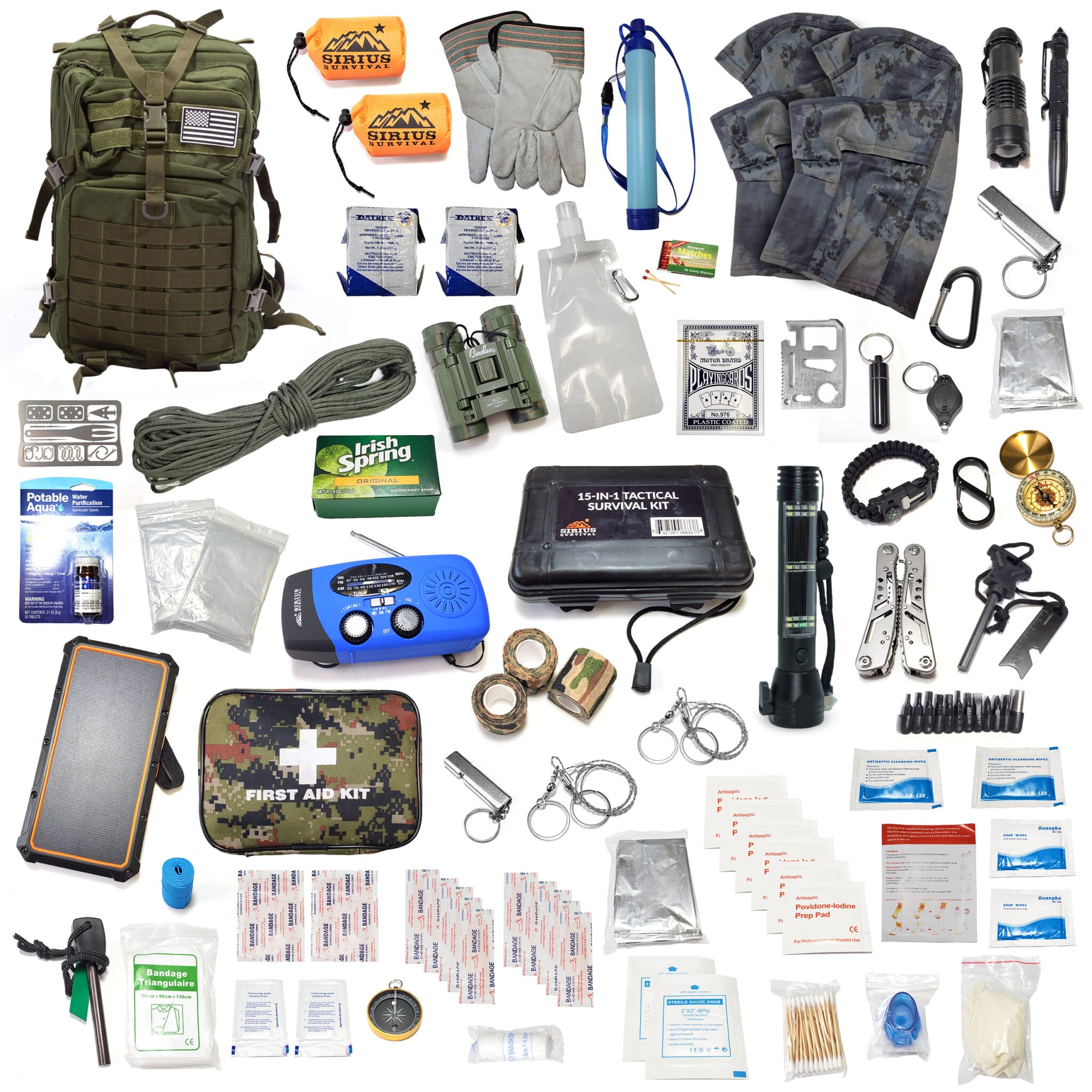 PrePacked Emergency Survival Kit/Bug Out Bag For 2 175+ Pieces