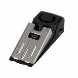 Door Stop Alarm - Wedge Door Stop with 120dB Alarm, Black/Metal