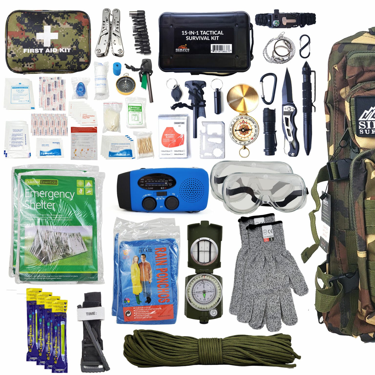 PrePacked Survival Backpack Survival Kit For Family Sirius Survival