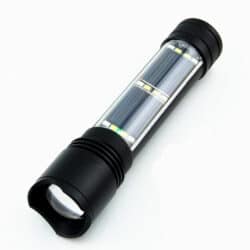 Solar Rechargeable 600 Lumen LED Flashlight with Adjustable Focus