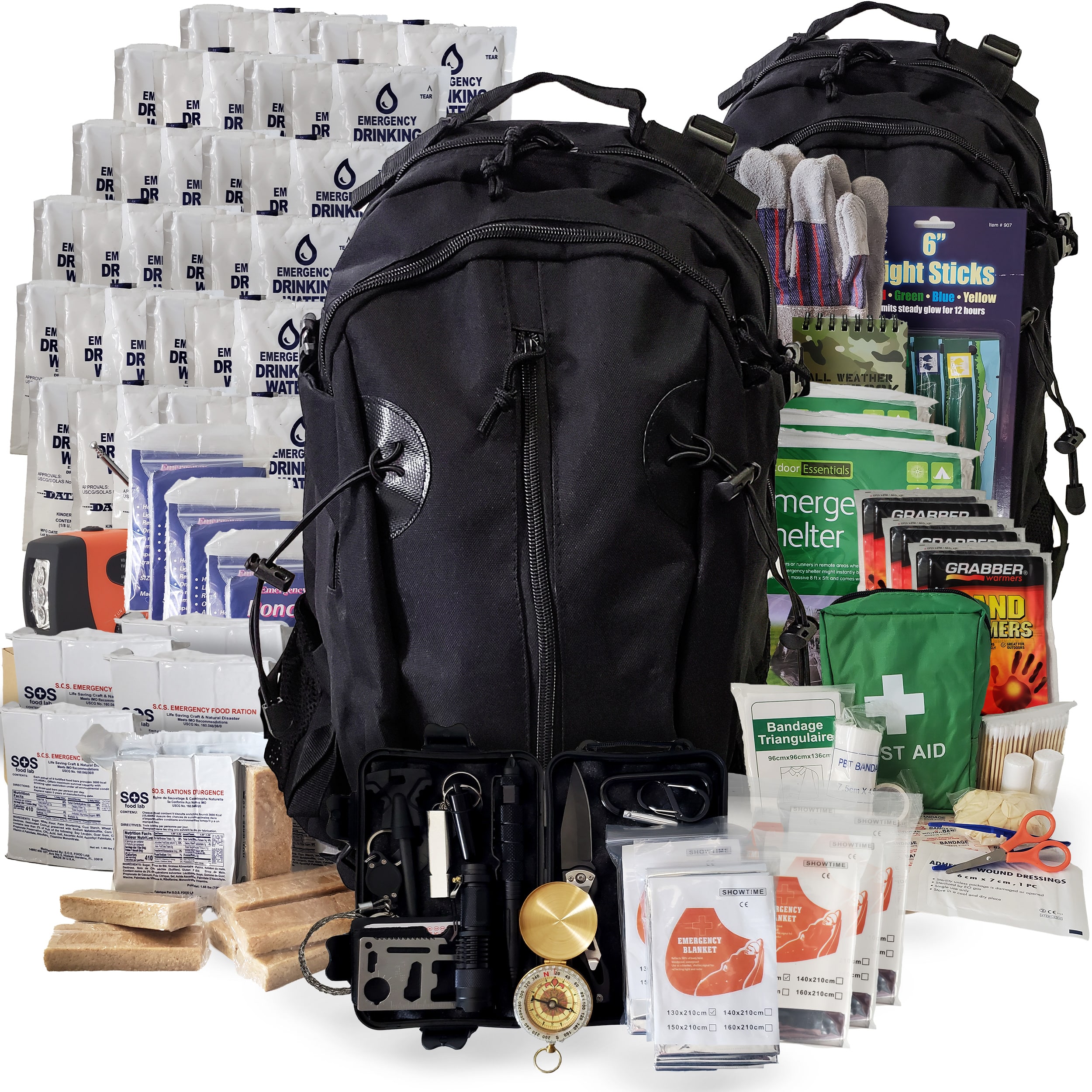 6 Person Emergency Kit / Survival Backpack for 72 Hours Black