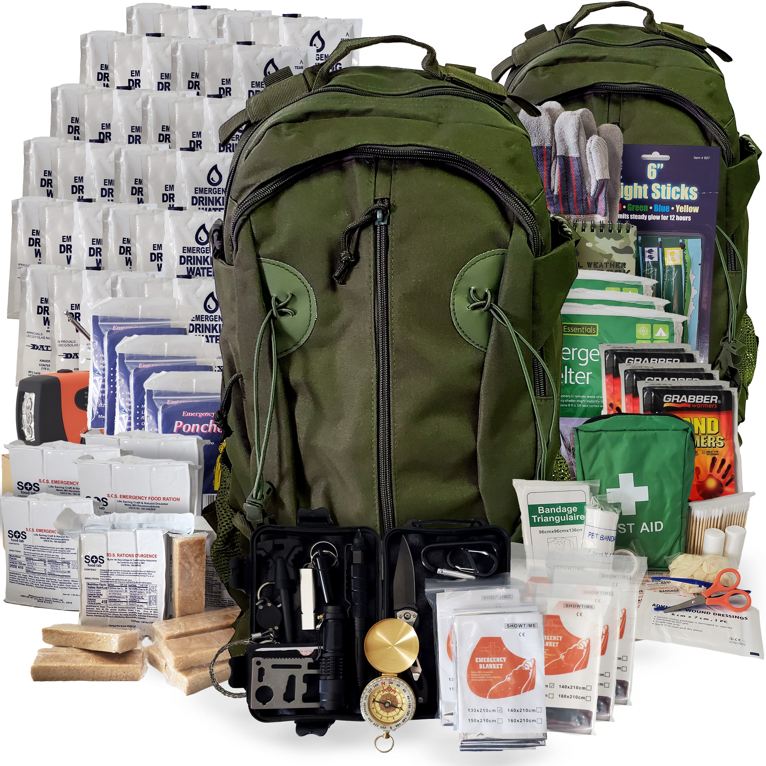 6 Person Emergency Kit / Survival Backpack for 72 Hours Olive Drab