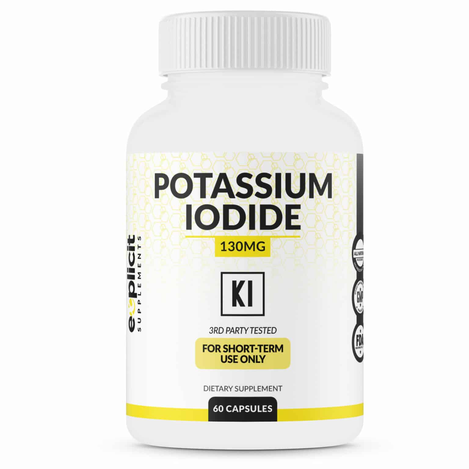 Potassium Iodide 130mg Dose 30 Servings Thyroid Support & Defense