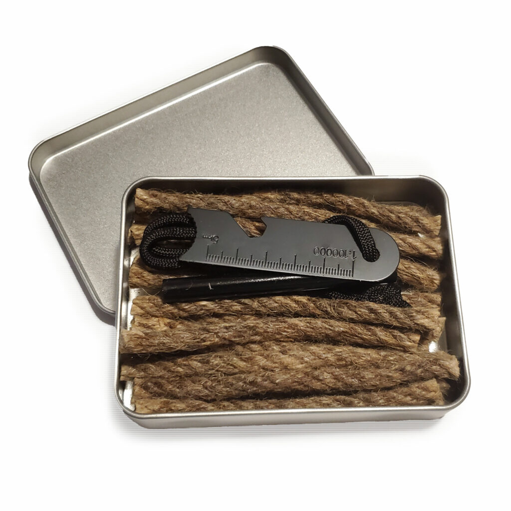 Wax Rope Fire Tinder With Striker And Tin 20 Pieces Of Waxed Jute