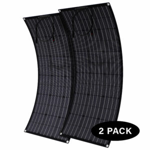 [2-PACK] 100-Watt ETFE Flexible Solar Panel - Ultra Light & Thin - Off-Grid - Monocrystalline - All Black