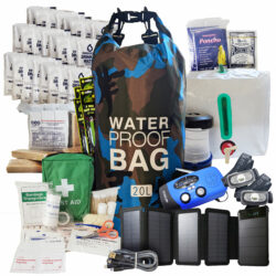 Pre-Packed Hurricane Kit - Comprehensive Hurricane Preparedness Items - Essential Hurricane Supplies - Complete Hurricane Supply List in a Waterproof Bag for 2 People