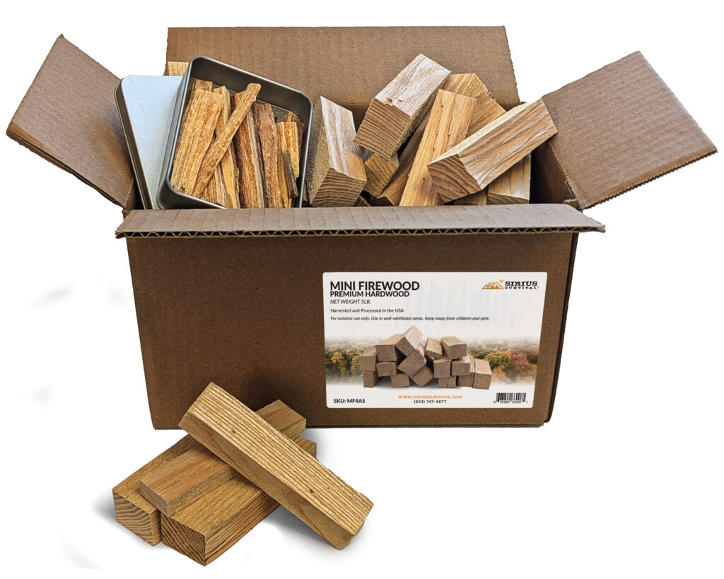 Mini Firewood & Fatwood - 100% Natural Hardwood - 4in Lengths For